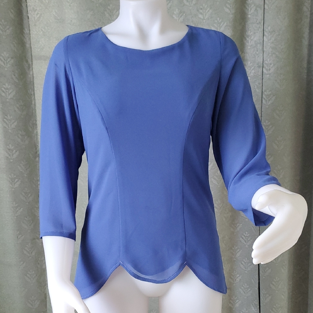 Yaly Couture, Elegant Blue Women's Top Sz.m
